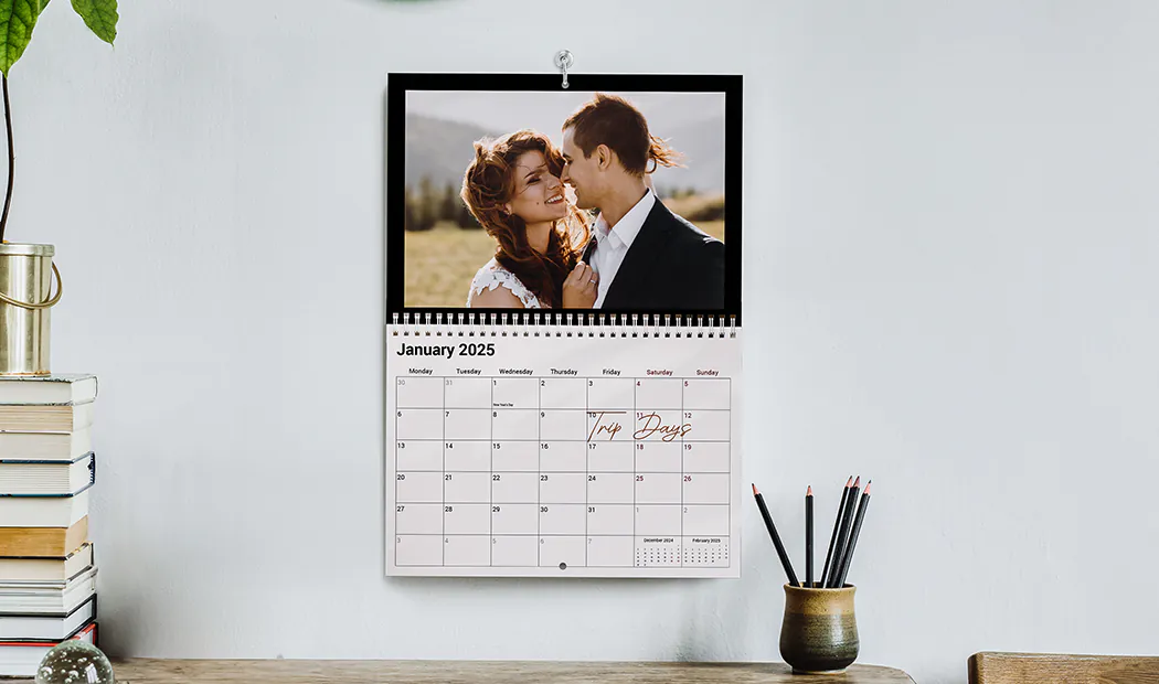 Photo of a Friend on a Personalised Wall Calendar Hung in the Living Room
