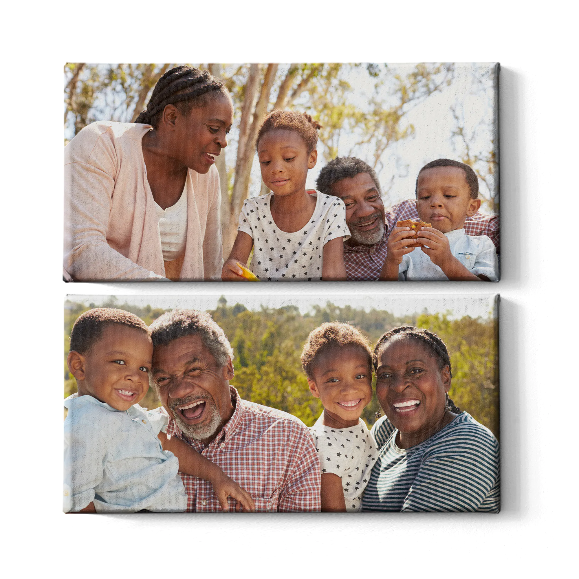 Collage canvas print of two delighted friends