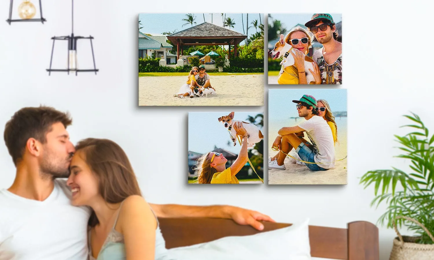 Young woman with red hair in a winter coat cuddling a chocolate brown Labrador