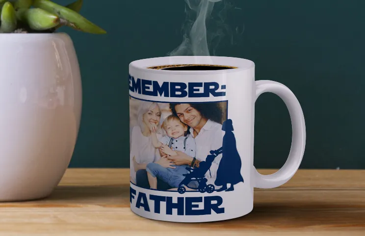I am your father mug in use