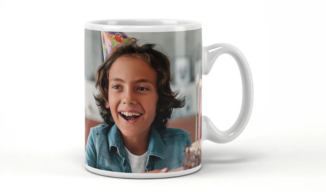 Personalised Birthday Mug in Use