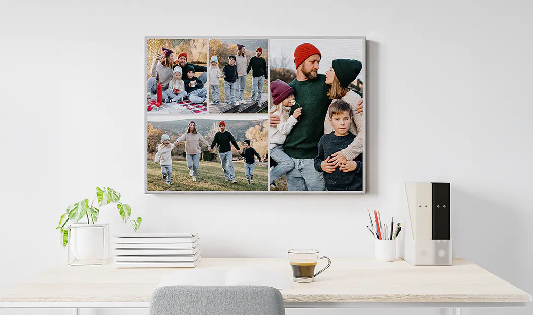 Photo collage of family pictures on canvas print
