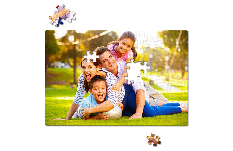 Family photo on personalized puzzle