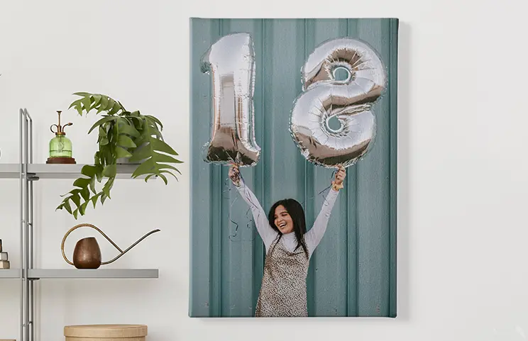 Collage canvas print of two happy friends