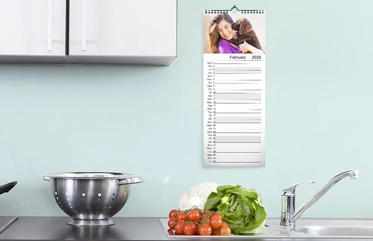 Nahaufnahme der Schrift auf personalisiertem Kalender von Printerpix