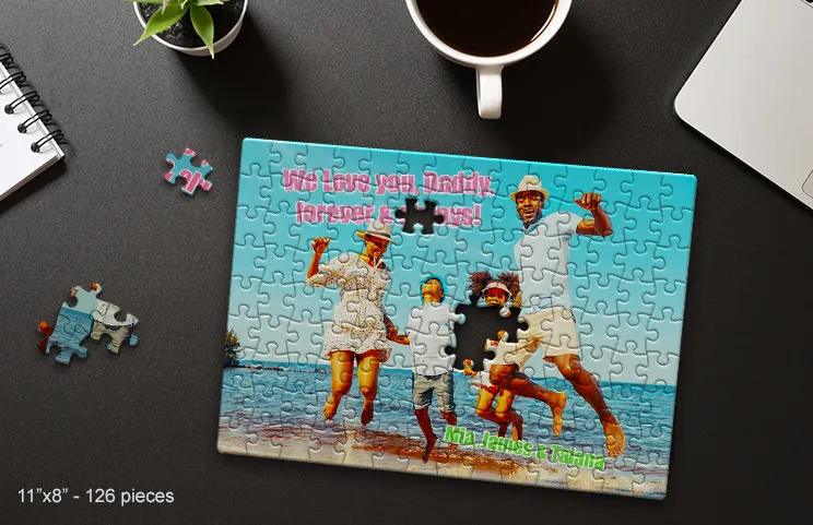 Family Cardboard Puzzle on the Table
