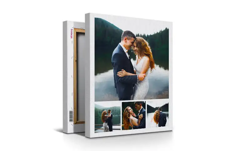 Large canvas print with personalised photo collage of family pictures