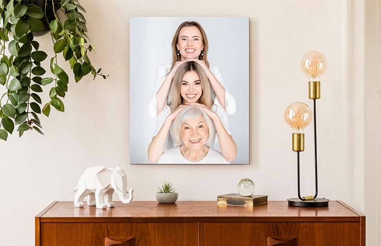 Three metal photo prints in different sizes