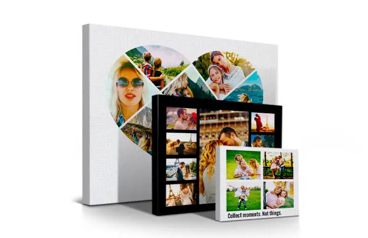 Large canvas print with personalised photo collage of family pictures